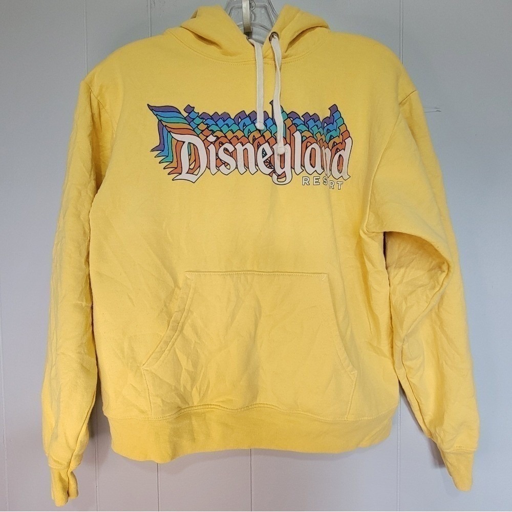Disney Disneyland Resort Hoodie Yellow Rainbow Graphic Pullover Small RN129855